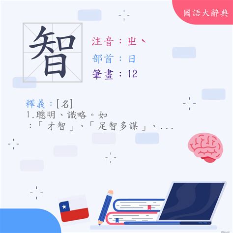 智筆畫|字:智 (注音:ㄓˋ,部首:日) 